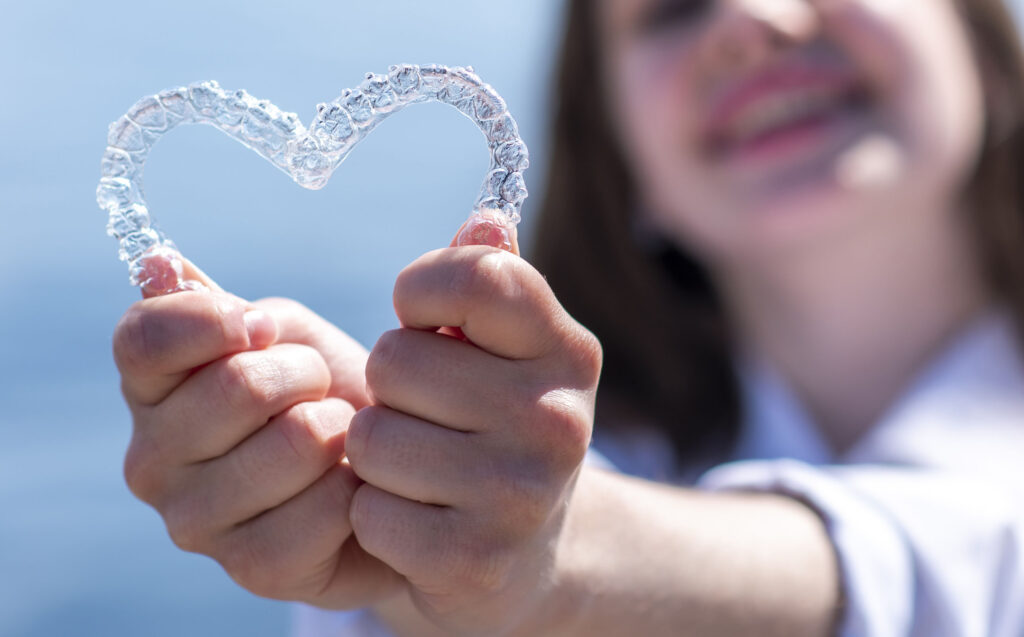 Invisalign Clear Retainers in heart shape
